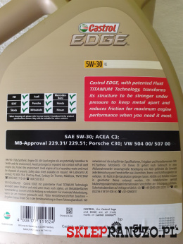 syntetyczny olej castrol edge5w30 ll sklepranczo.pl